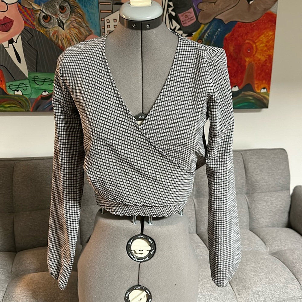 J Galt Wrap-around long sleeve blouse